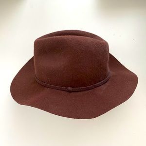 J.Crew Burgundy Wool Fedora Hat